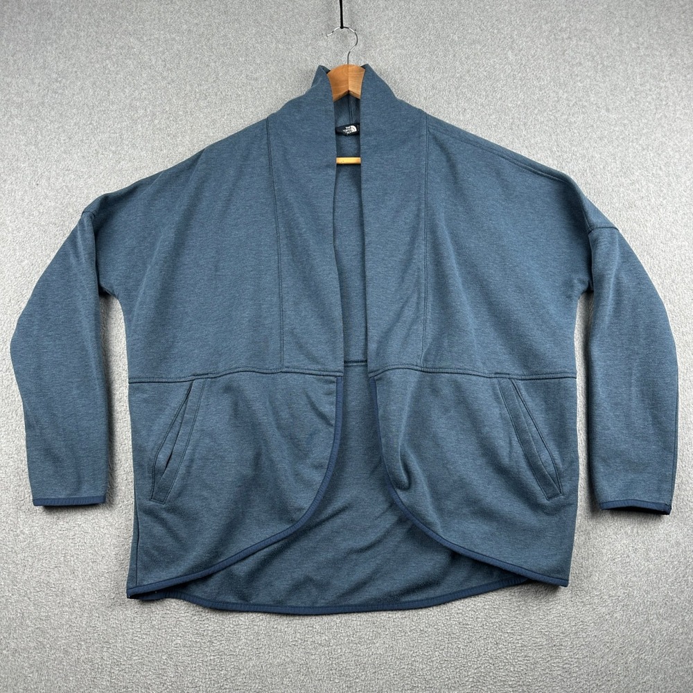 The North Face Cardigan Womens Medium Blue Heather Open Front Shawl Collar